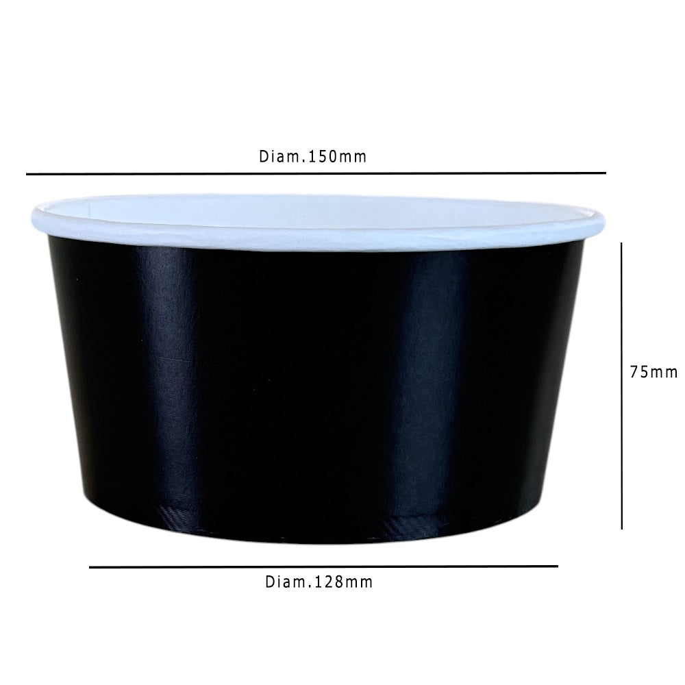 Black 1000ml Round Bowl Dimensions - Propus Packaging